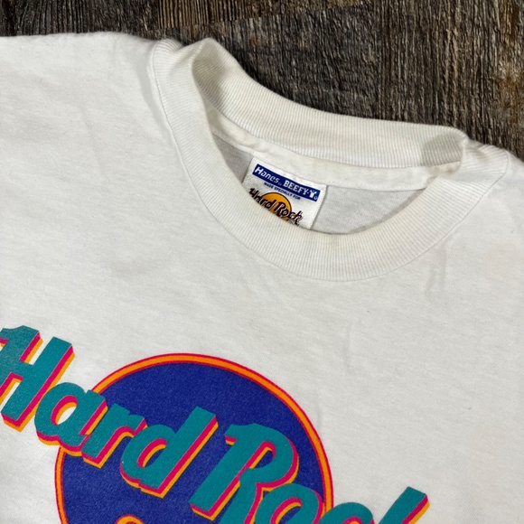 Vintage Hard Rock Cafe Shirt Size Medium Honolulu 1980s White 90s Destination - Picture 3 of 5